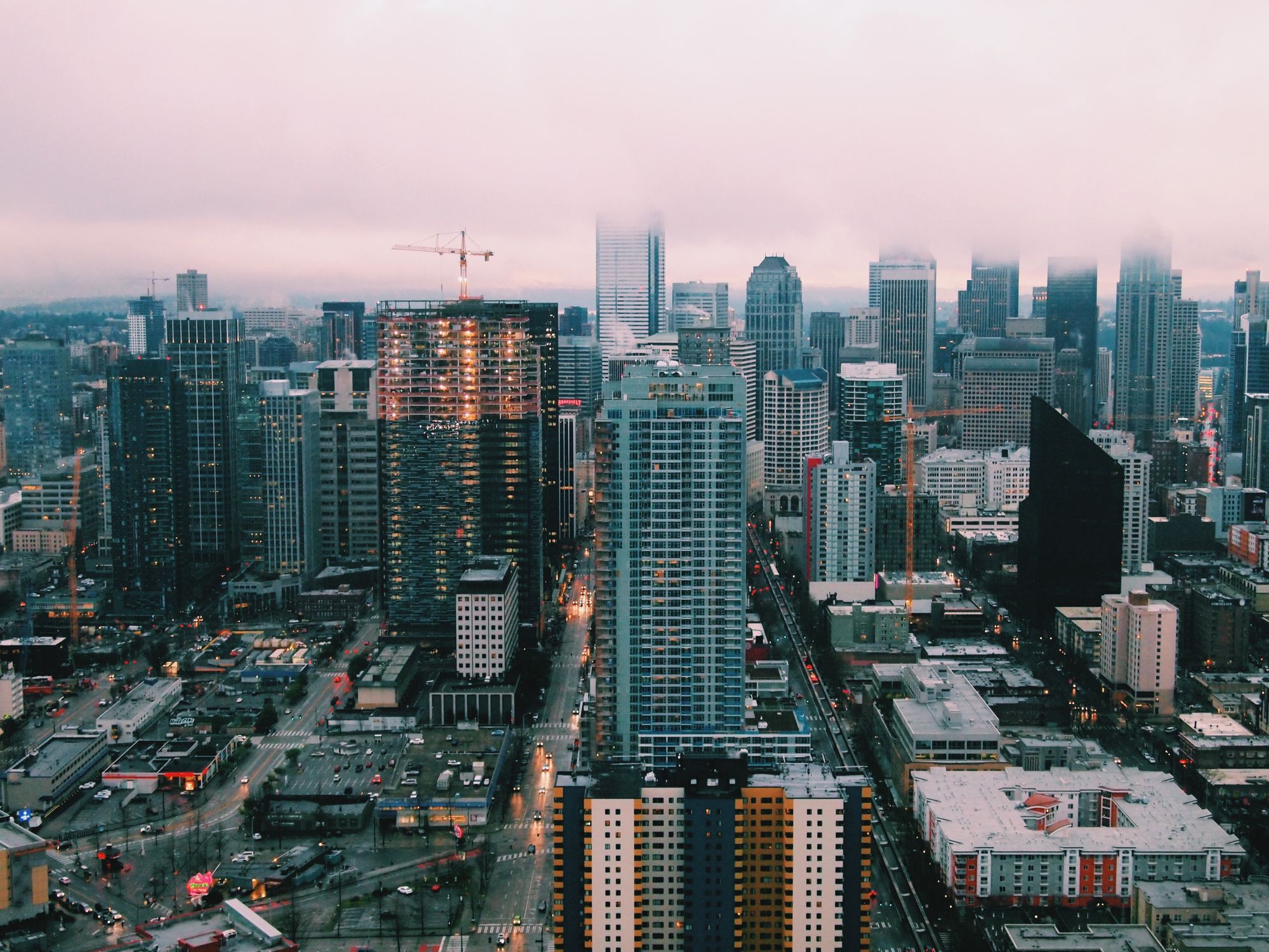Seattle skyline at dusk