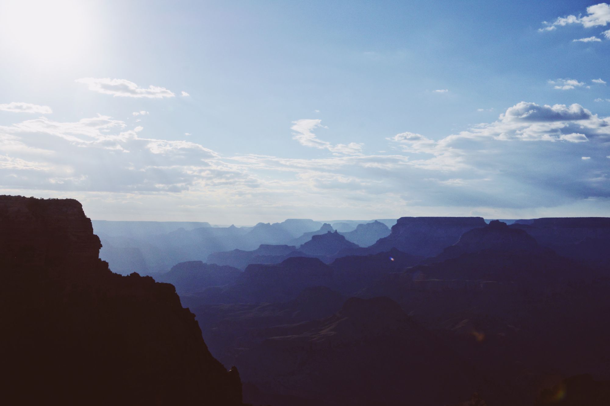 Canyon in hazy backlight