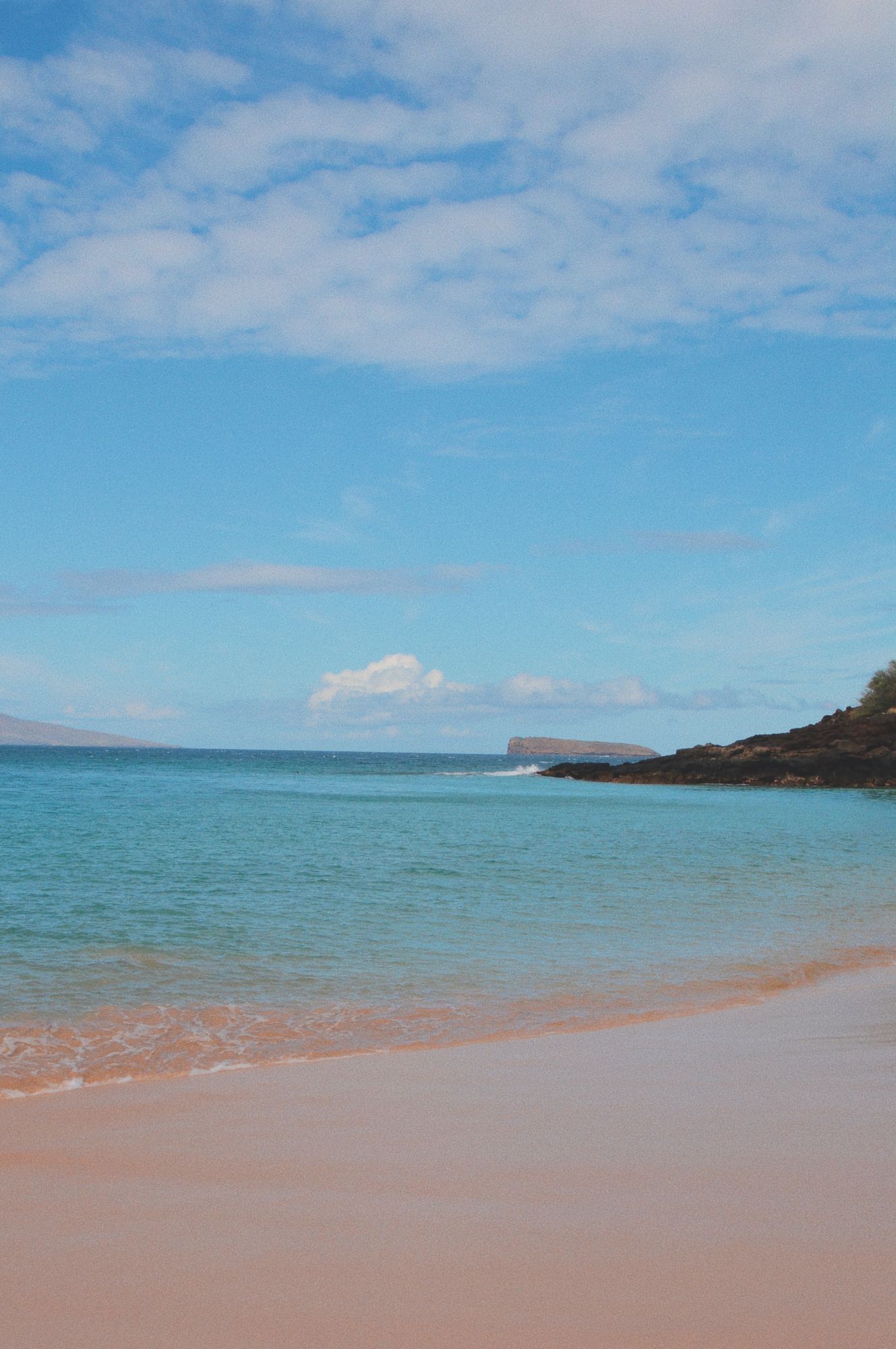 Turquoise water and pink sand beach