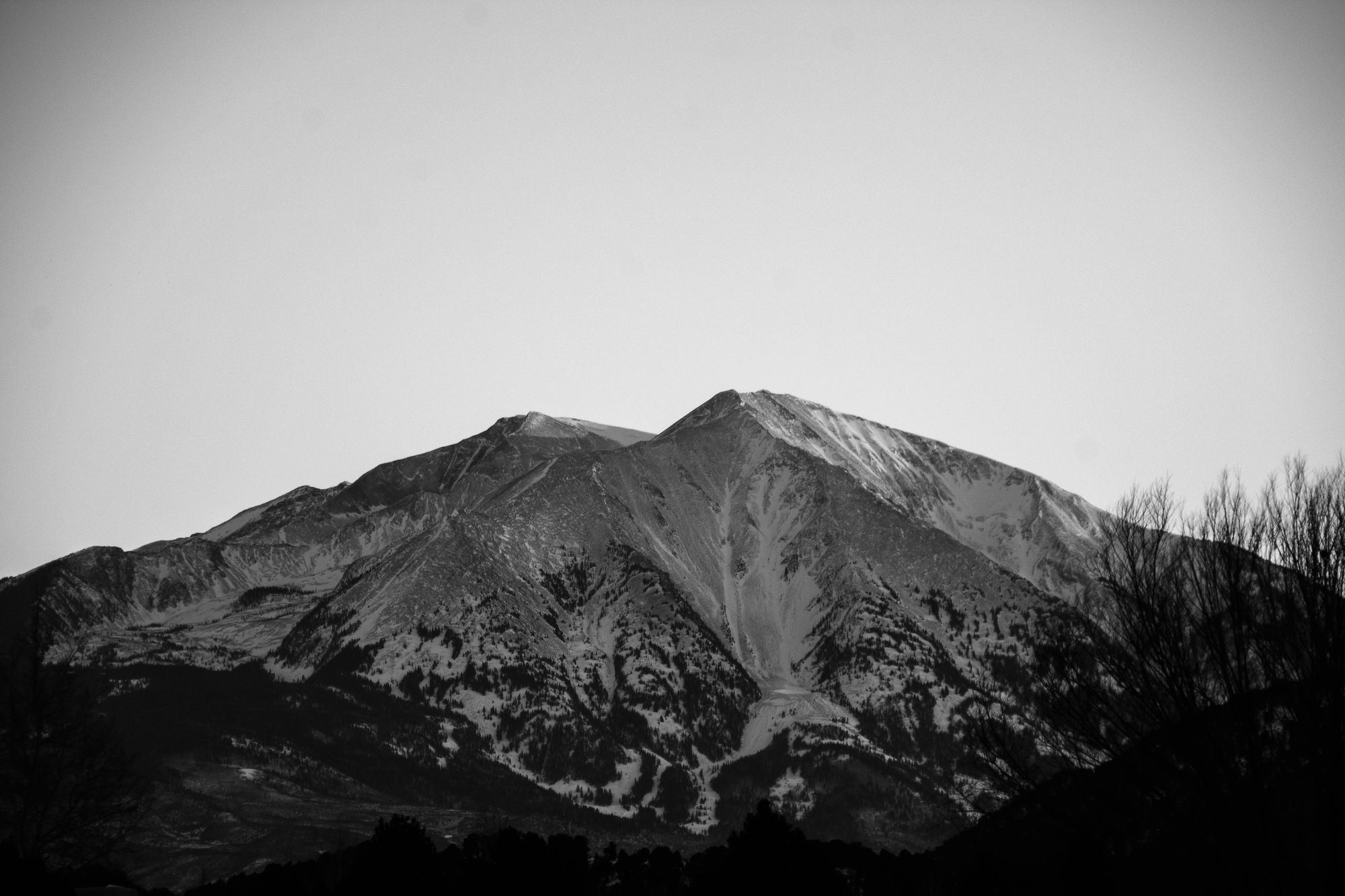 Black and white snowy mountain