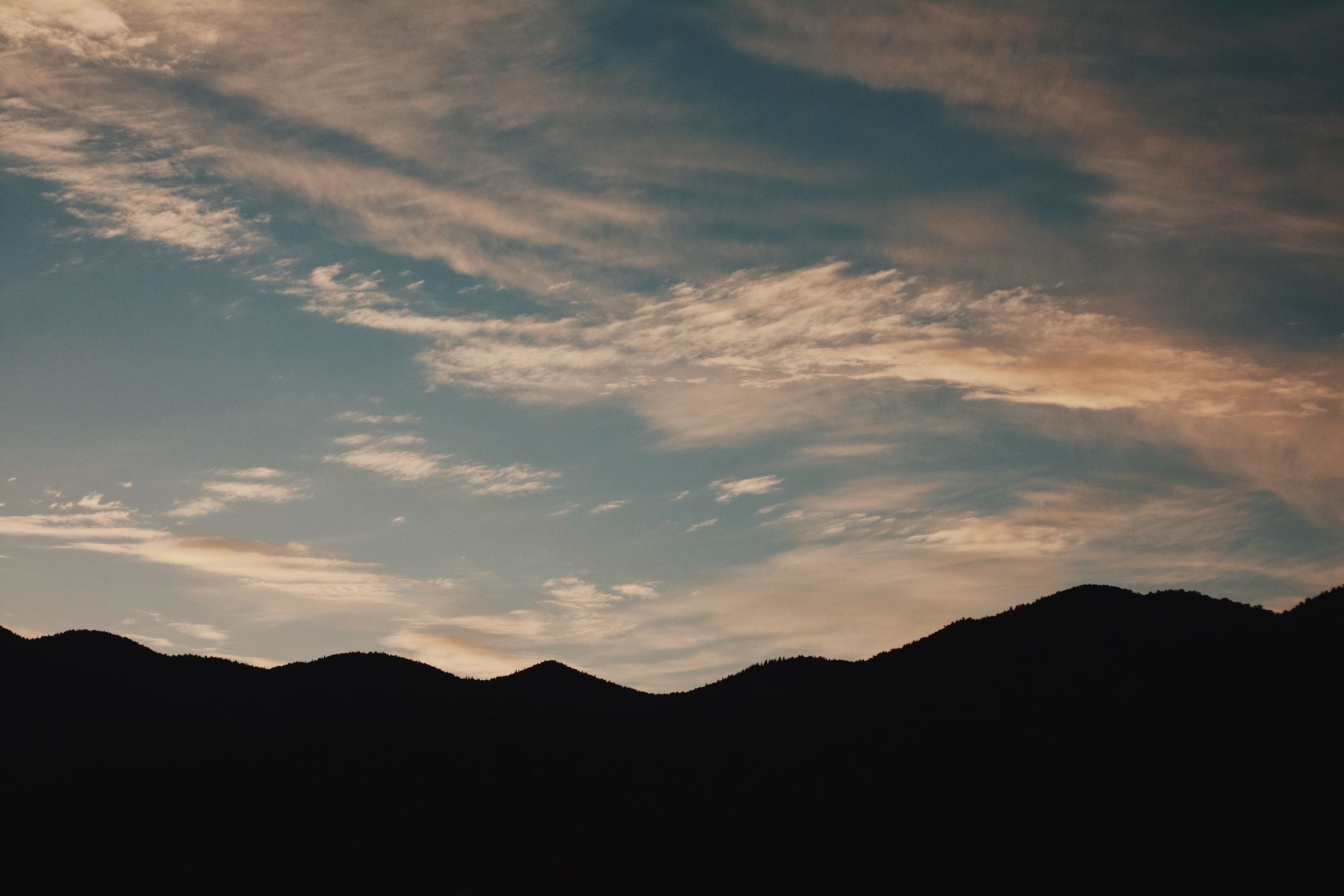 Sunset over a ridgeline