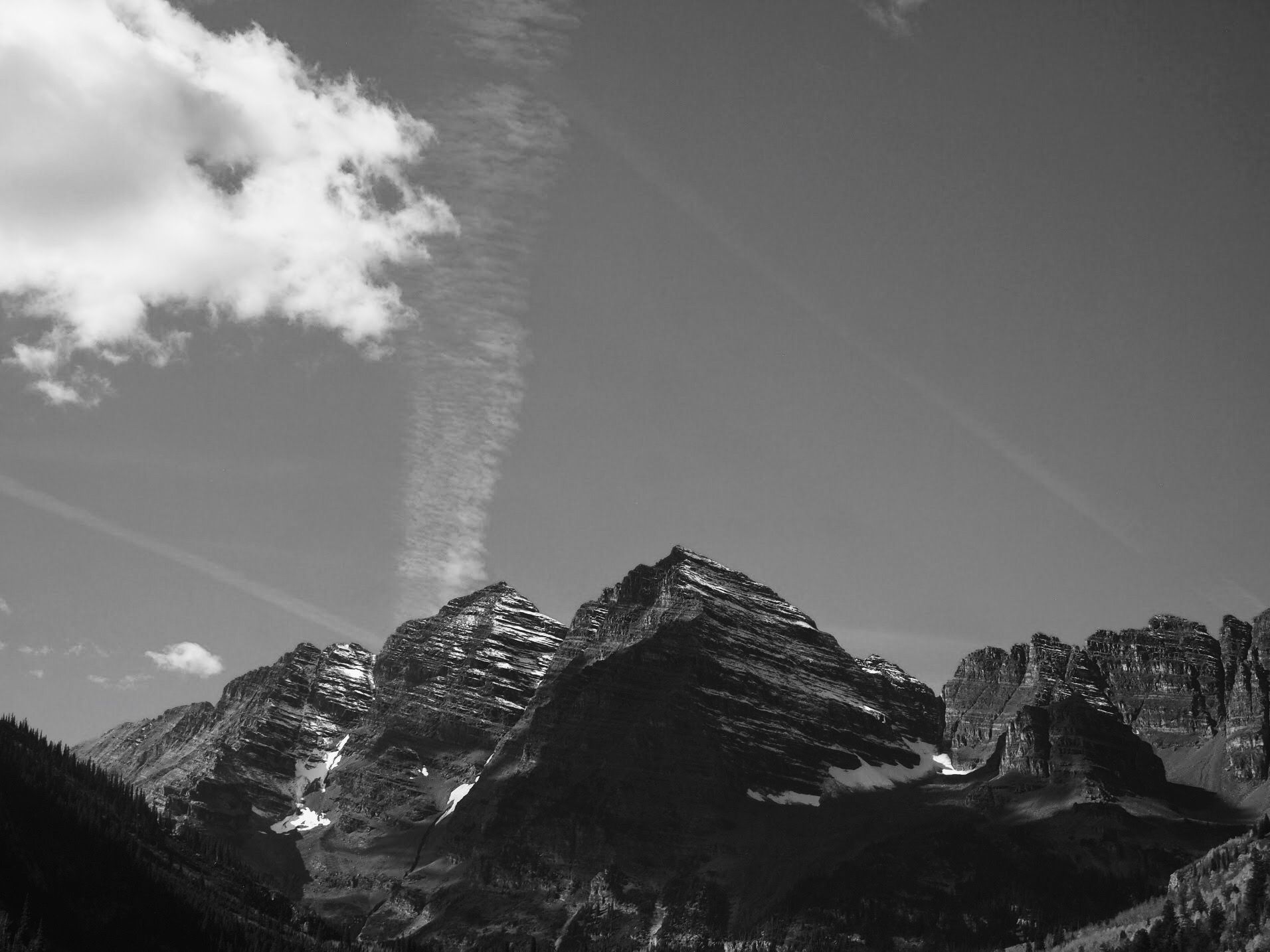 Twin dark peaks in black and white